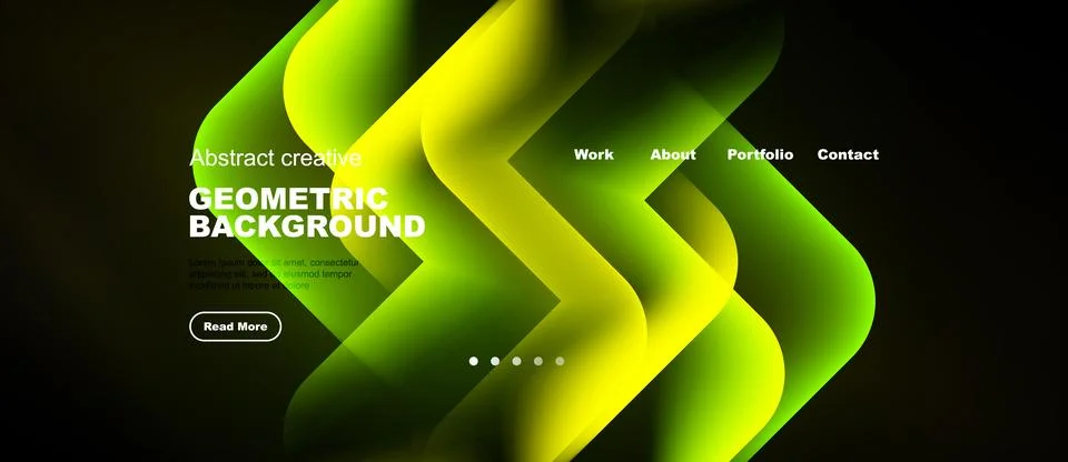 Dynamic geometric background features vibrant yellow, green gradients. Text Stock-Illustration