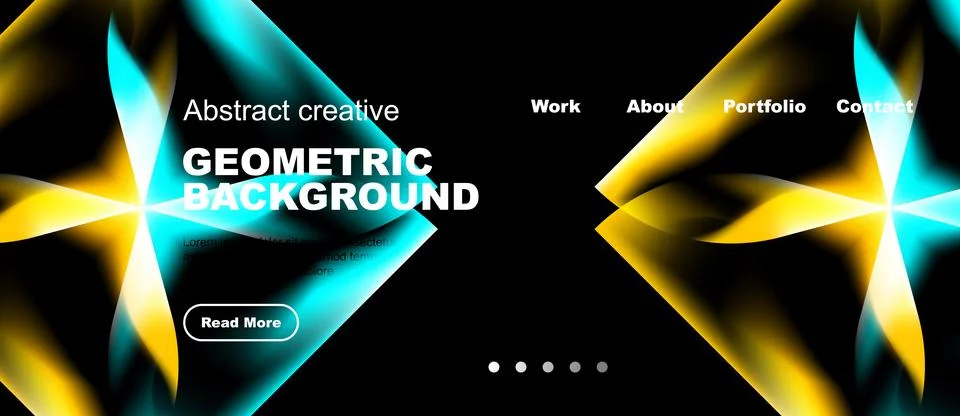 Dynamic geometric background features vibrant blue, yellow gradients. Website Illustrazione stock