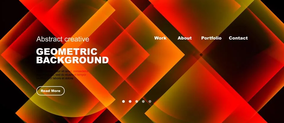 Dynamic geometric background features vibrant orange, red hues. Website 스톡 일러스트