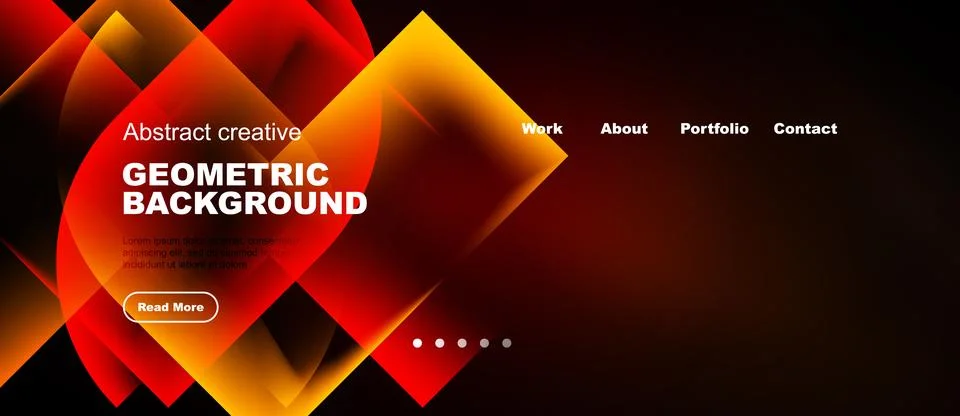 Dynamic geometric background features vibrant orange, red layers. Text promot Stock Illustration