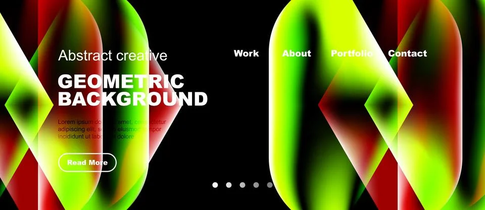 Dynamic geometric background. Vibrant colors, flowing shapes, website header Illustrazione stock