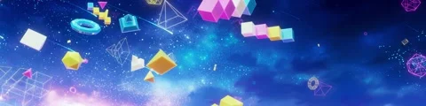 Dynamic geometric blocks with a starry background Stock Footage 317998814