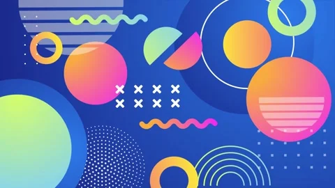 Dynamic geometric circular elements with shapes on a vibrant abstract background Stock Footage 311608809