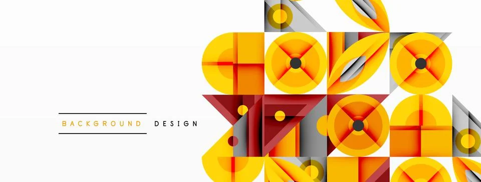 Dynamic geometric composition with sharp angles, circular forms, and gradie.. Stockillustratie