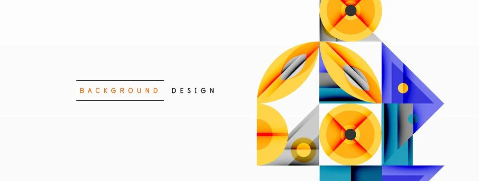 Dynamic geometric composition with sharp angles, circular forms, and gradient Ilustração Stock