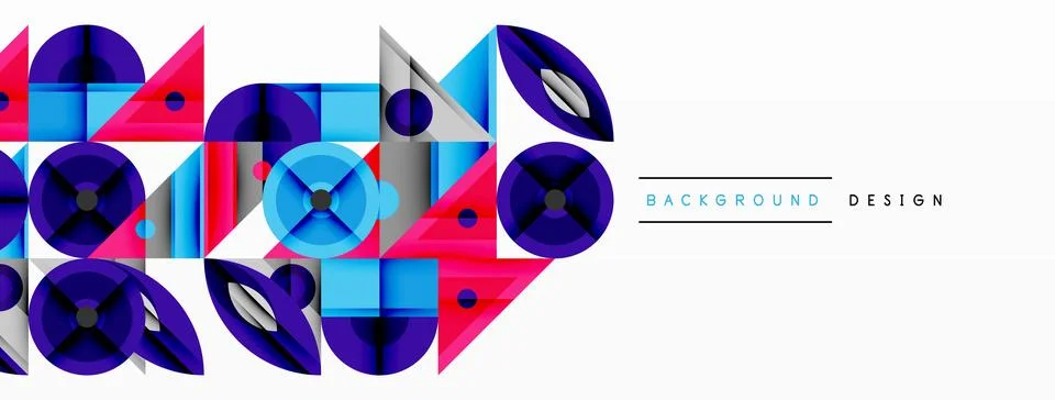 Dynamic geometric composition with sharp angles, circular forms, and gradient Stock Illustration
