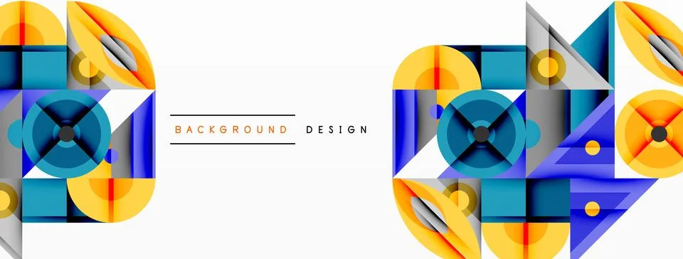 Dynamic geometric composition with sharp angles, circular forms, and gradient Stock Illustration