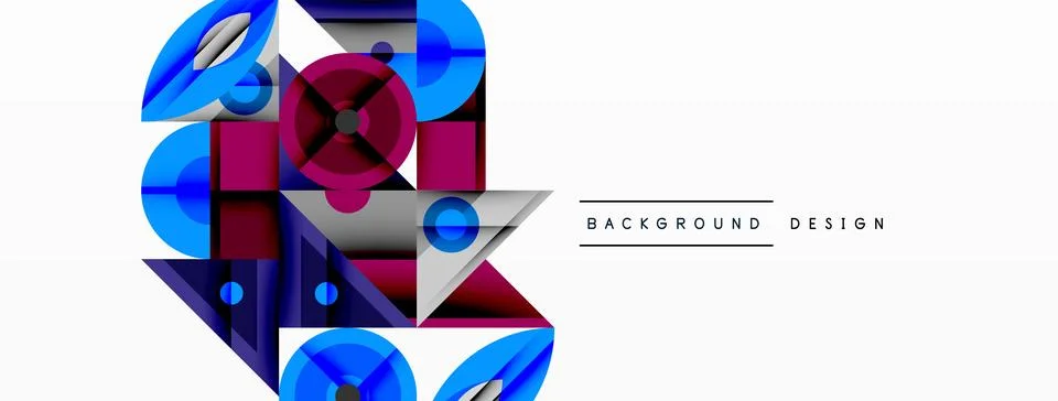 Dynamic geometric composition with sharp angles, circular forms, and gradient Stockillustratie