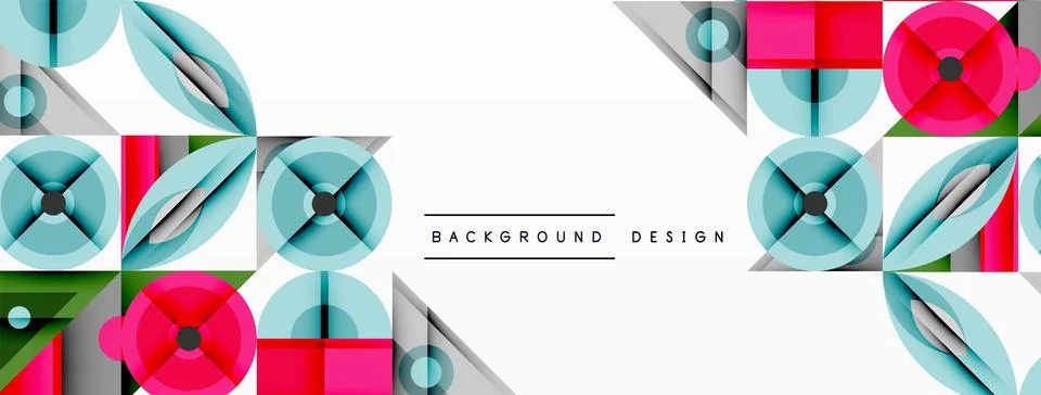 Dynamic geometric composition with sharp angles, circular forms, and gradient Illustrazione stock