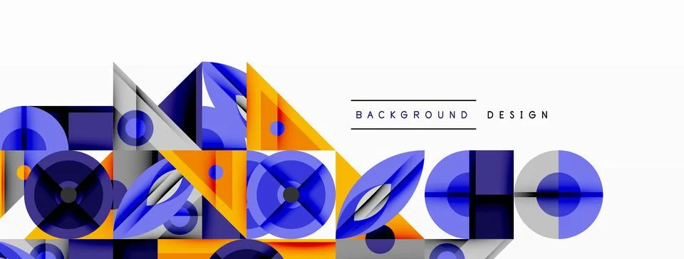 Dynamic geometric composition with sharp angles, circular forms, and gradient Stockillustratie