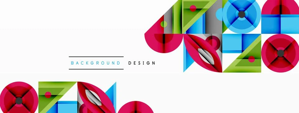Dynamic geometric composition with sharp angles, circular forms, and gradient Stockillustratie