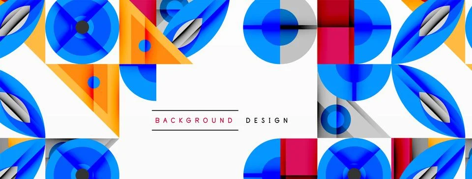 Dynamic geometric composition with sharp angles, circular forms, and gradient Stock Illustration