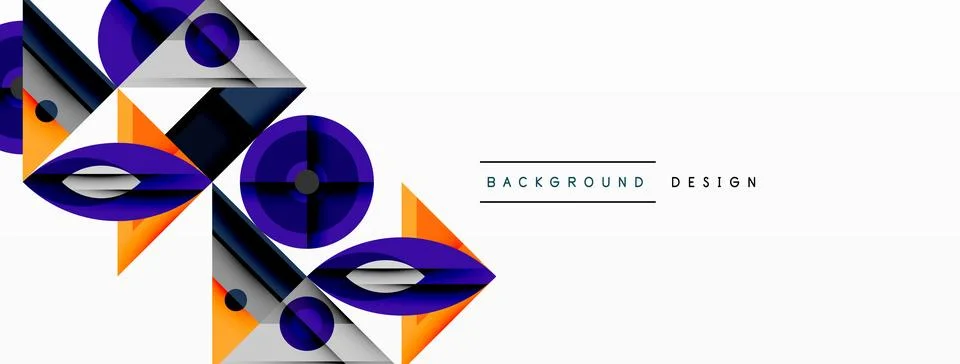 Dynamic geometric composition with sharp angles, circular forms, and gradient Stock Illustration