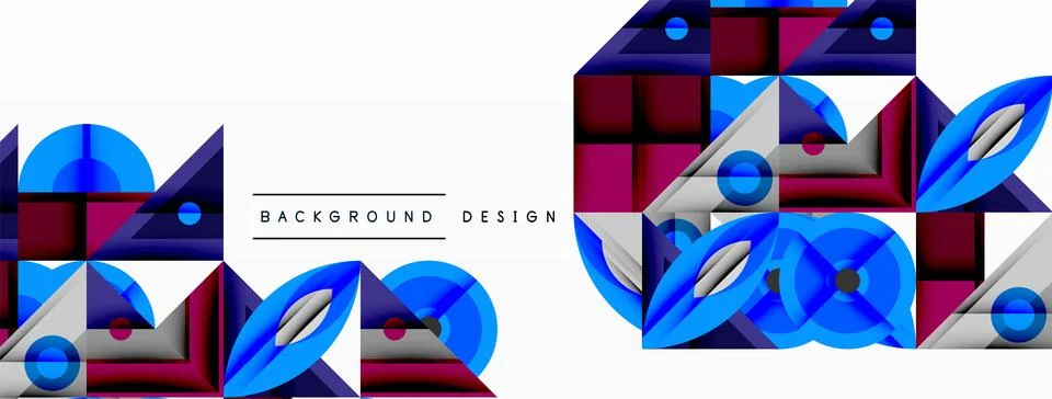Dynamic geometric composition with sharp angles, circular forms, and gradient Ilustração Stock