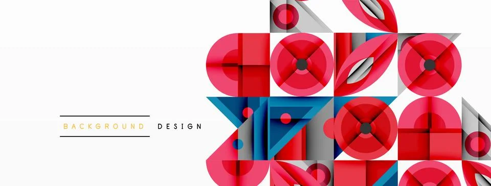 Dynamic geometric composition with sharp angles, circular forms, and gradient Stock Illustration