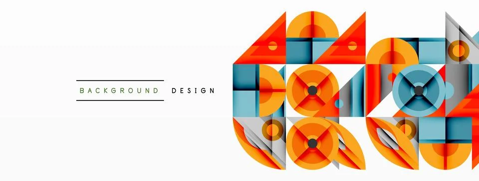 Dynamic geometric composition with sharp angles, circular forms, and gradient Stock Illustration