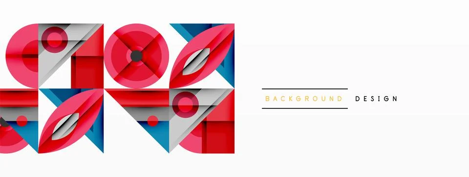 Dynamic geometric composition with sharp angles, circular forms, and gradient Stock Illustration