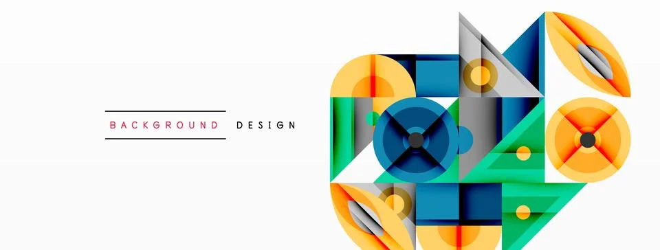Dynamic geometric composition with sharp angles, circular forms, and gradient Ilustração Stock