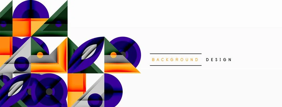 Dynamic geometric composition with sharp angles, circular forms, and gradient Stock Illustration