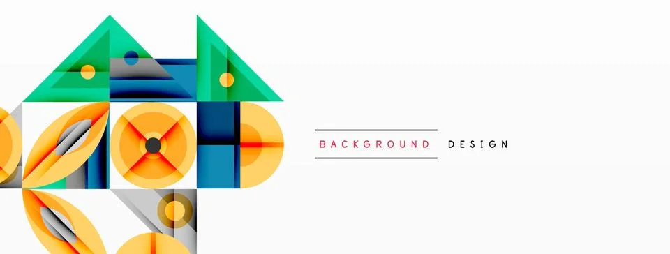 Dynamic geometric composition with sharp angles, circular forms, and gradient Stock Illustration