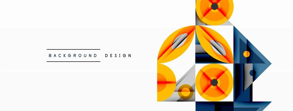 Dynamic geometric composition with sharp angles, circular forms, and gradient Ilustração Stock