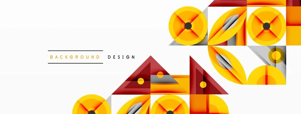 Dynamic geometric composition with sharp angles, circular forms, and gradient Ilustração Stock