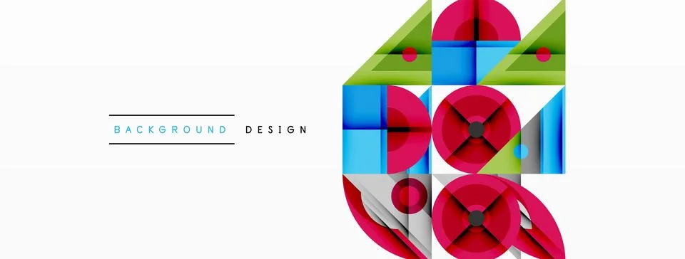Dynamic geometric composition with sharp angles, circular forms, and gradient Stock Illustration