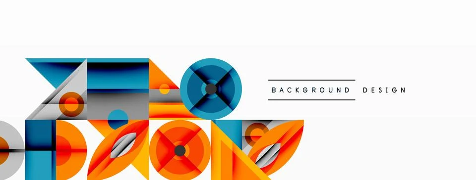 Dynamic geometric composition with sharp angles, circular forms, and gradient 스톡 일러스트