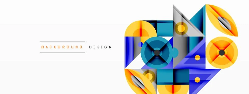 Dynamic geometric composition with sharp angles, circular forms, and gradient Stockillustratie