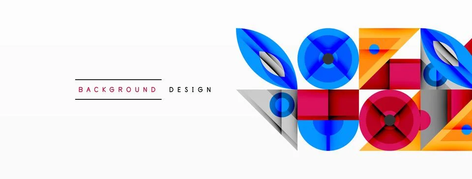 Dynamic geometric composition with sharp angles, circular forms, and gradient Stock Illustration