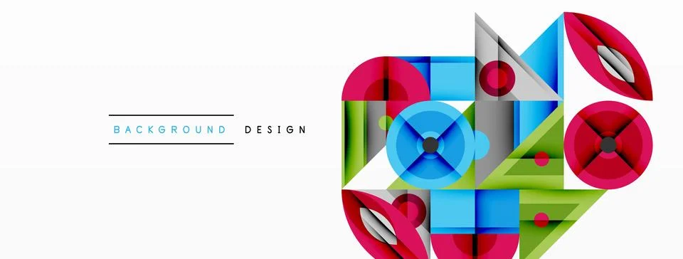 Dynamic geometric composition with sharp angles, circular forms, and gradient Stock Illustration