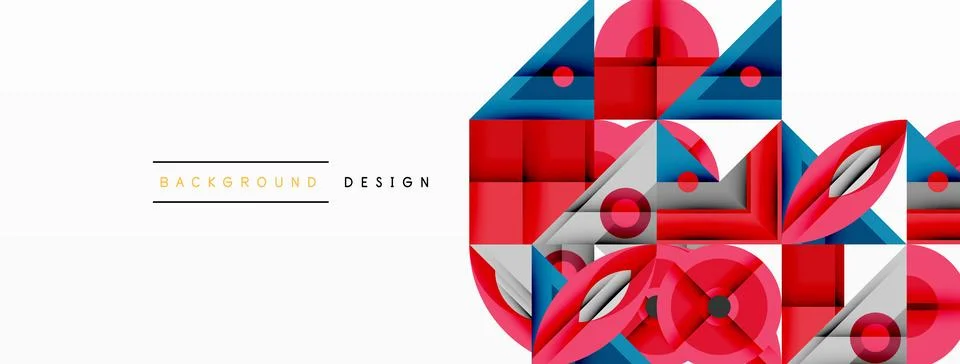 Dynamic geometric composition with sharp angles, circular forms, and gradient Illustrazione stock