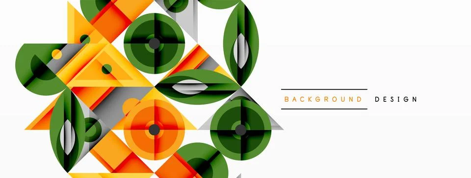 Dynamic geometric composition with sharp angles, circular forms, and gradient Illustrazione stock