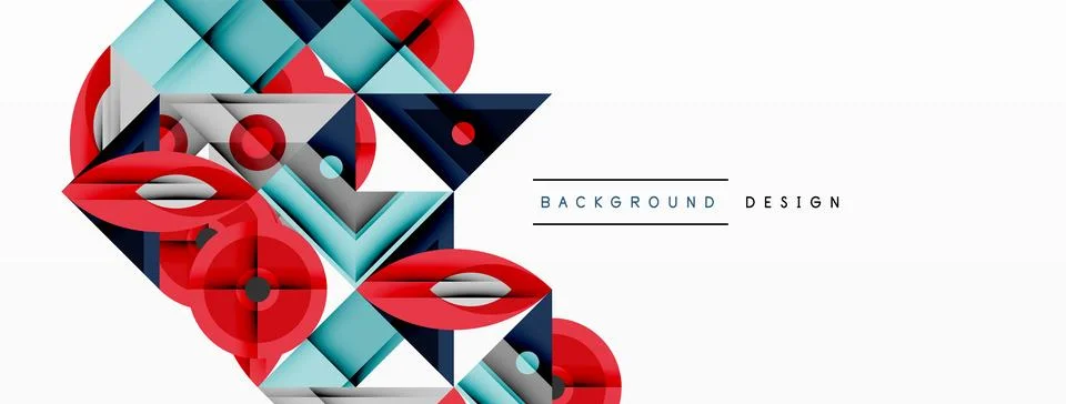Dynamic geometric composition with sharp angles, circular forms, and gradient Stock Illustration