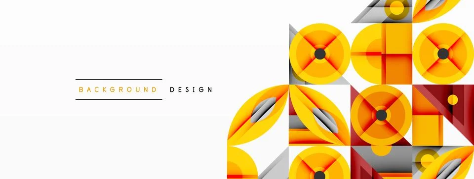 Dynamic geometric composition with sharp angles, circular forms, and gradient Stock Illustration