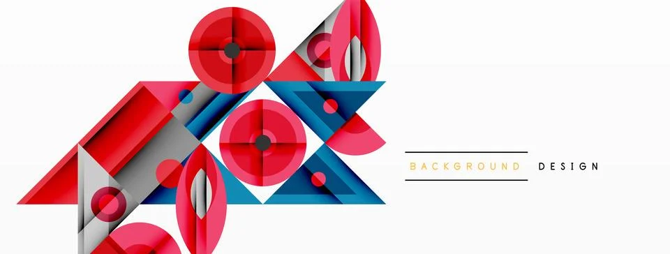 Dynamic geometric composition with sharp angles, circular forms, and gradient 스톡 일러스트