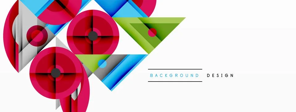 Dynamic geometric composition with sharp angles, circular forms, and gradient Stockillustratie