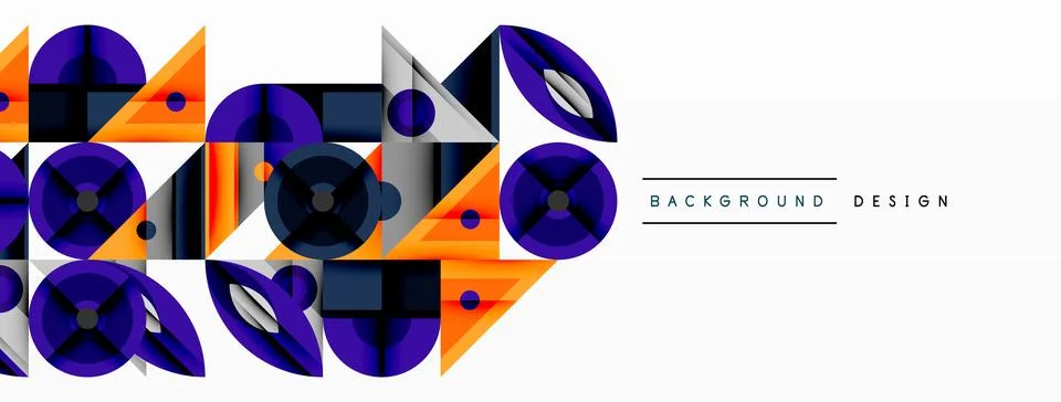 Dynamic geometric composition with sharp angles, circular forms, and gradient Stock Illustration