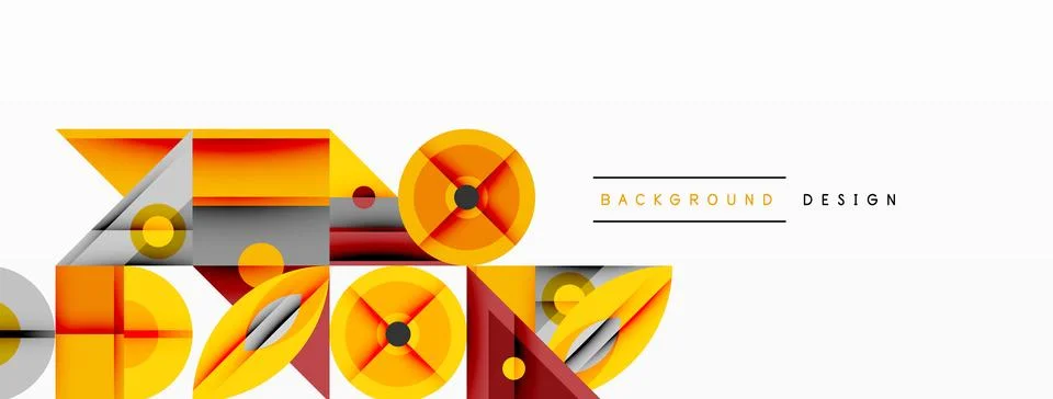 Dynamic geometric composition with sharp angles, circular forms, and gradient Stock Illustration