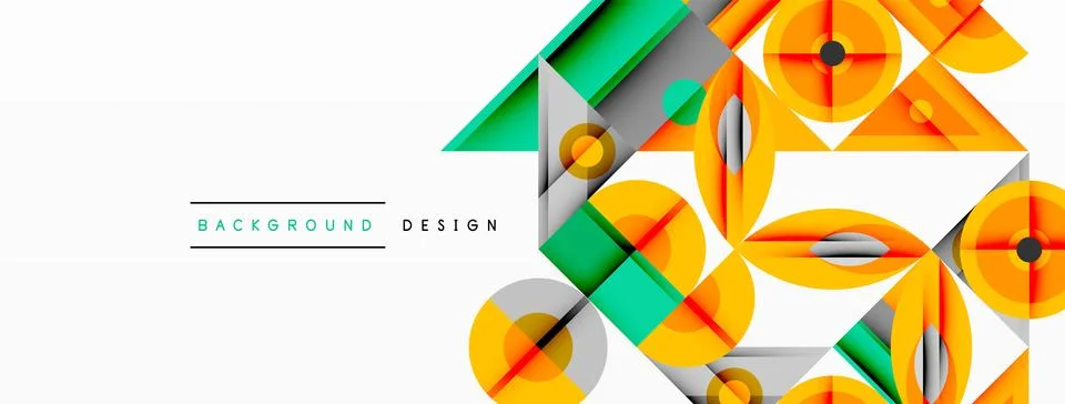 Dynamic geometric composition with sharp angles, circular forms, and gradient Illustrazione stock