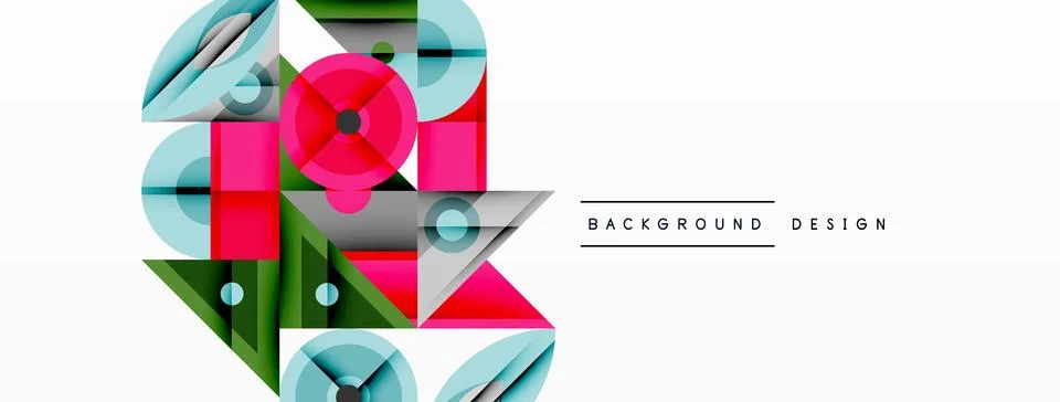 Dynamic geometric composition with sharp angles, circular forms, and gradient Stock Illustration