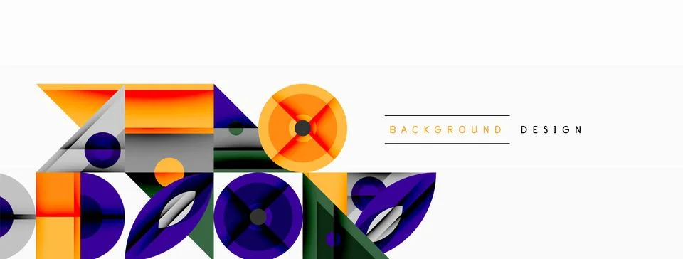 Dynamic geometric composition with sharp angles, circular forms, and gradient Stock Illustration