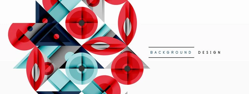 Dynamic geometric composition with sharp angles, circular forms, and gradient Stockillustratie