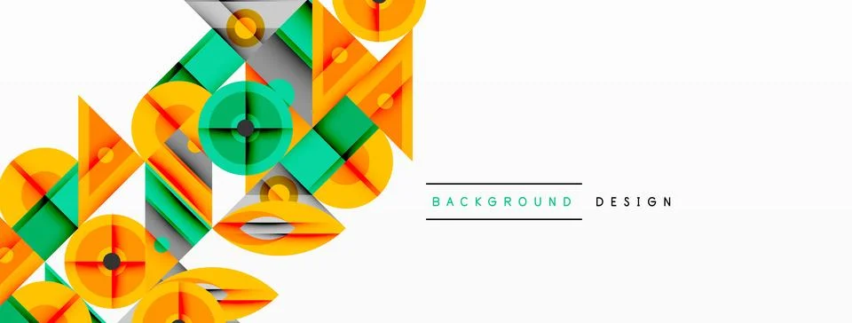 Dynamic geometric composition with sharp angles, circular forms, and gradient Stock Illustration