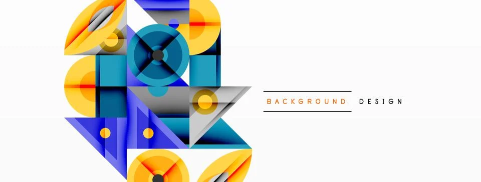 Dynamic geometric composition with sharp angles, circular forms, and gradient Stock Illustration