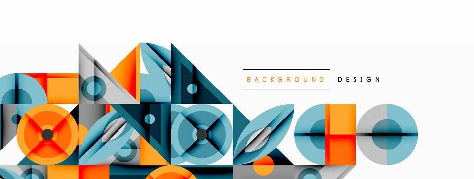 Dynamic geometric composition with sharp angles, circular forms, and gradient Stock Illustration