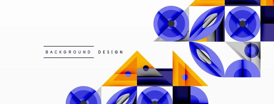 Dynamic geometric composition with sharp angles, circular forms, and gradient Illustrazione stock
