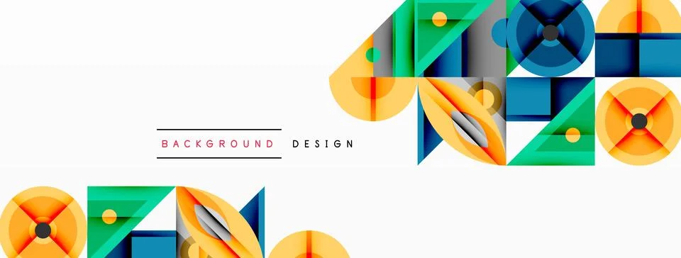Dynamic geometric composition with sharp angles, circular forms, and gradient Stock Illustration