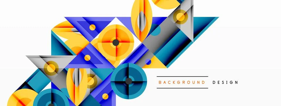 Dynamic geometric composition with sharp angles, circular forms, and gradient Stock Illustration