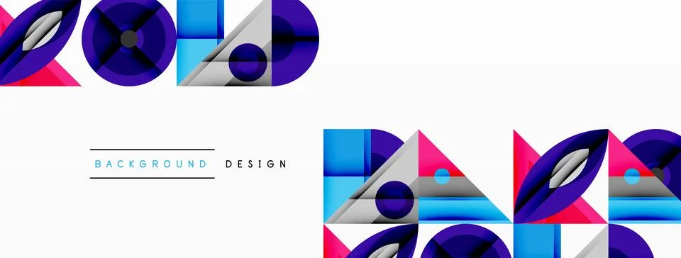 Dynamic geometric composition with sharp angles, circular forms, and gradient Stock Illustration